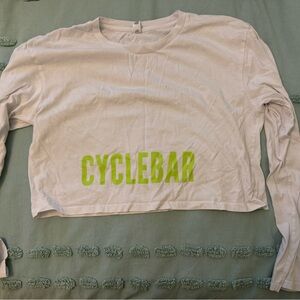 CycleBar White Crop Long Sleeve Shirt